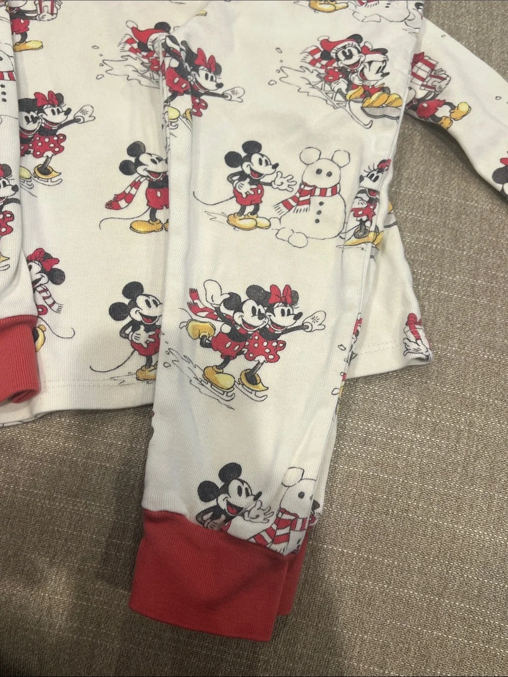 Pottery Barn Kids Mickey & Minnie Holiday Pajama Set in White and Red